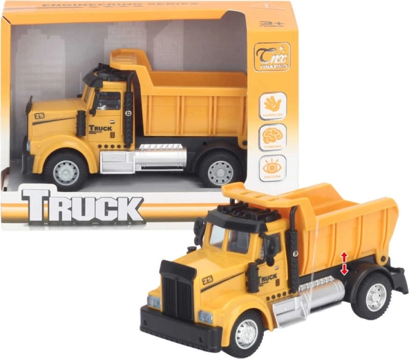 Camion basculant pentru copii 14 cm pe baterii cu lumină și sunet - 1 bucată