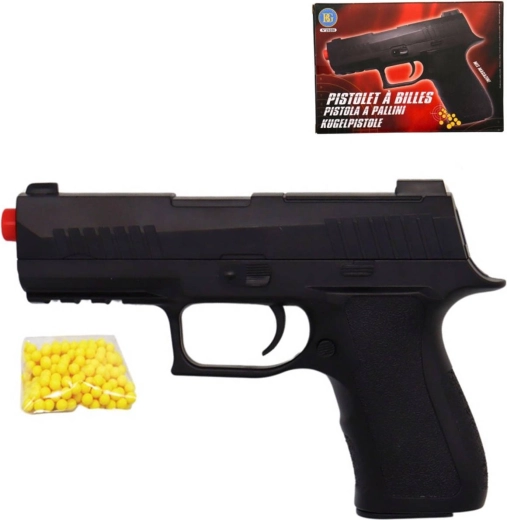 Revolver cu bile pentru copii 20 cm negru cu muniție - 1 bucată