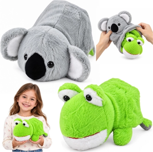 Jucărie de pluș reversibilă koala și broască 2 în 1, 25 cm
