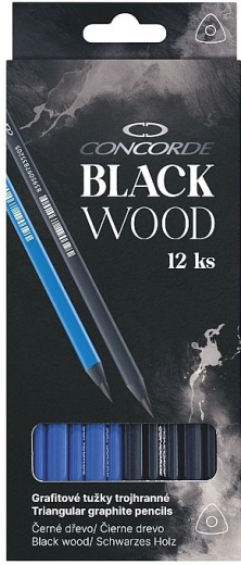 Creioane grafit CONCORDE Black Wood HB, triunghiulare, 12 buc