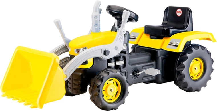 Tractor mare cu pedale cu excavator galben