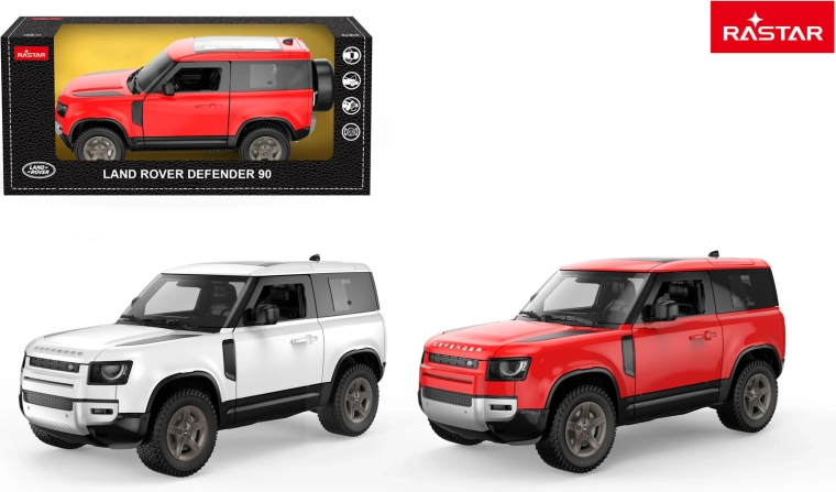 Model metalic de mașină Land Rover Defender 90 1:24 Rastar alb