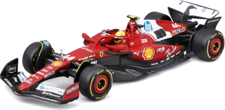 Model Bburago Formula 1 Ferrari SF-25 2025 Lewis Hamilton 1:43 în cutie acrilică