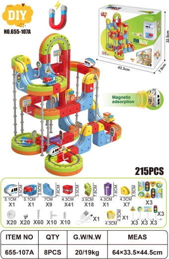 Trenuleț antigravitațional magnetic colorat cu tor magnetic antigravitațional – 215 piese