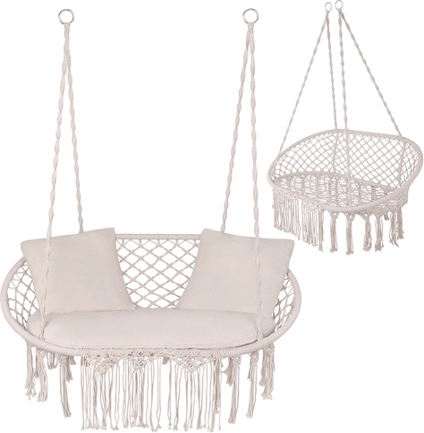 Leagăn suspendat tip cuib de barză pentru doi crem GARDLOV