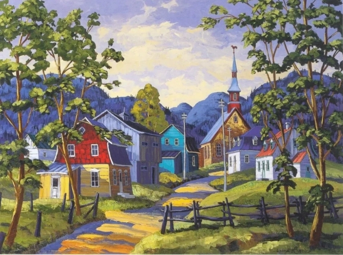 Norimpex pictură cu diamante oraș colorat în munți 30 × 40 cm