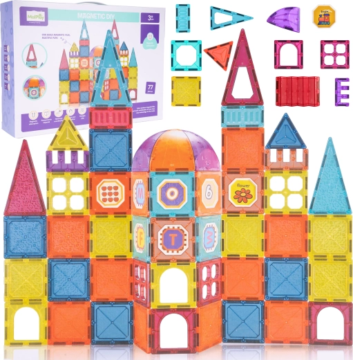 Set de construcție magnetic 3D – 77 piese