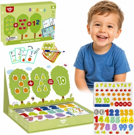 Tooky Toy puzzle montessori magnetice din lemn – cutie educativă pentru matematică (86 piese)