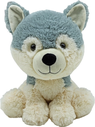 Câine husky de pluș 30 cm – prieten ecologic pentru bebeluși