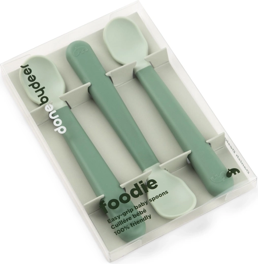 Done by Deer lingurițe pentru copii Easy-grip Foodie verzi, 3 buc