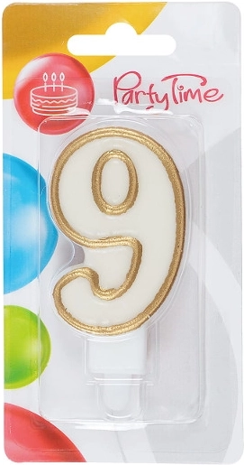 Lumânare aniversară aurie numărul 9