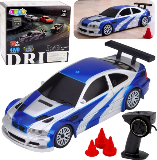 Mașină RC de drift E46 4WD 1:43 cu jaloane