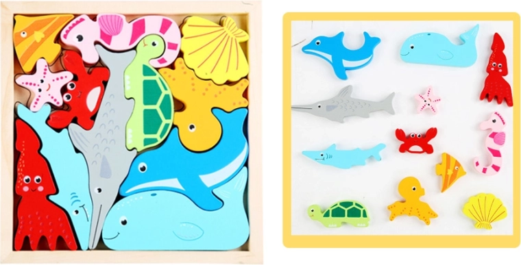 Puzzle din lemn – animale marine