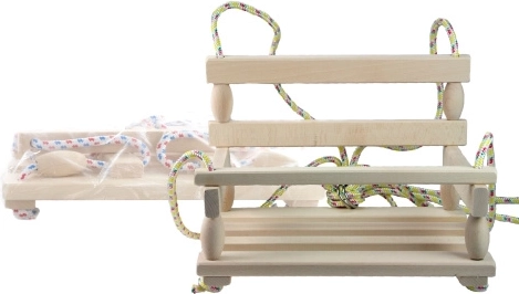 Leagăn suspendat din lemn pentru copii, natur