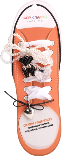 Set de accesorii decorative pentru șireturi – ursuleț negru și fluture - 1 bucată