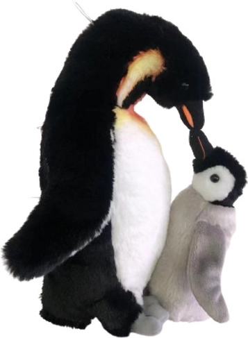 Pinguin de pluș cu pui 28 cm