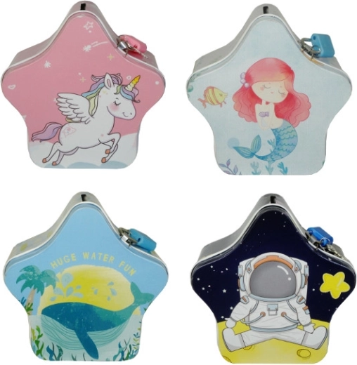 Pușculiță metalică în formă de stea pentru copii