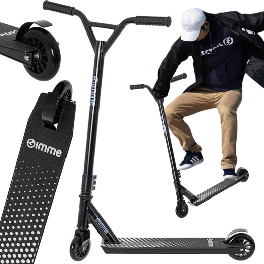 Trotinetă pentru cascadorii STIV roți 100mm construcție întărită neagră GIMME