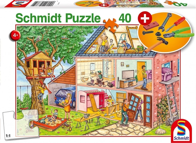 Puzzle Schmidt Meșteri harnici 40 piese cu unelte pentru copii