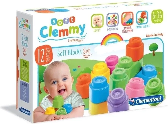Set Clementoni Soft Clemmy cu 12 cuburi moi