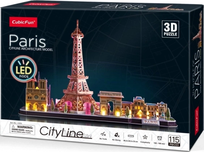 Puzzle 3D luminos cityline panorama Paris 115 piese