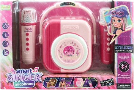 Set karaoke cu 2 microfoane Bluetooth, roz