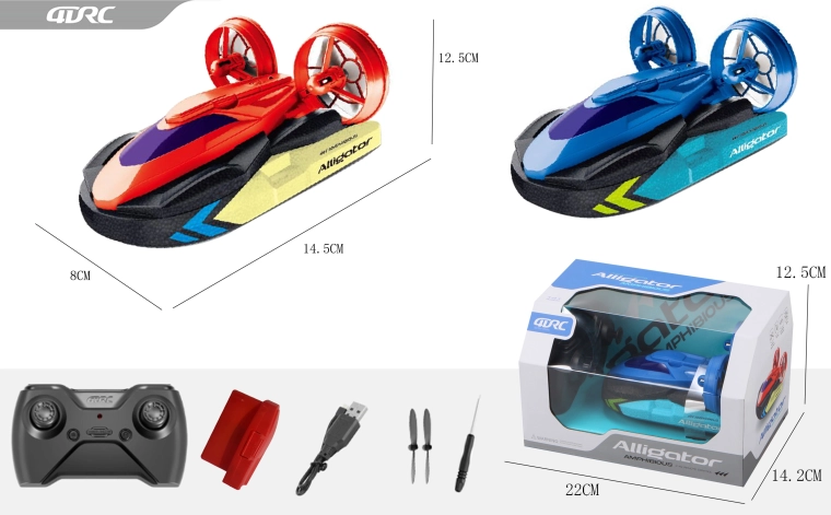 Hovercraft RC 2în1 cu telecomandă 14,2 cm - albastru