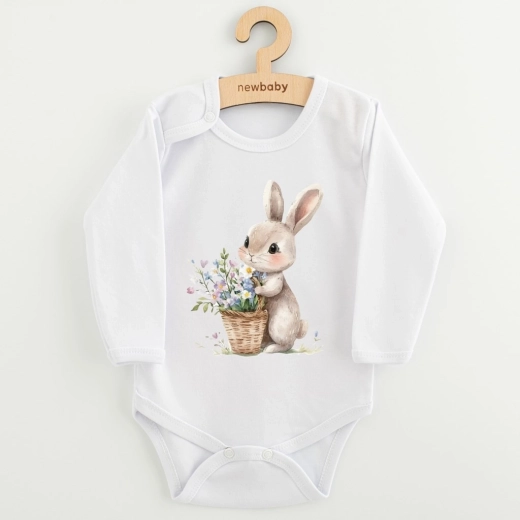 Body pentru copii cu imprimeu iepuraș cu floricele New Baby