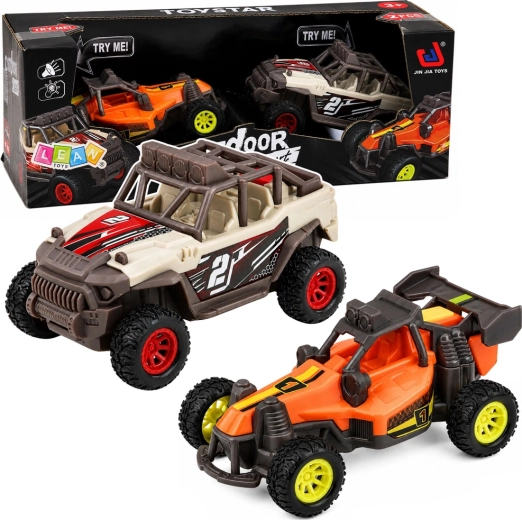 Set de 2 mașini de teren tip buggy cu lumini și sunete, 14 cm