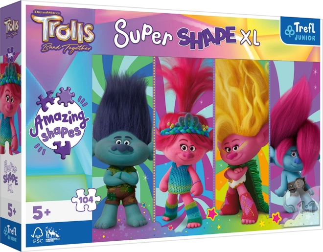 Puzzle Trefl Super Shape XL Trolls: jocuri de troli 104 piese