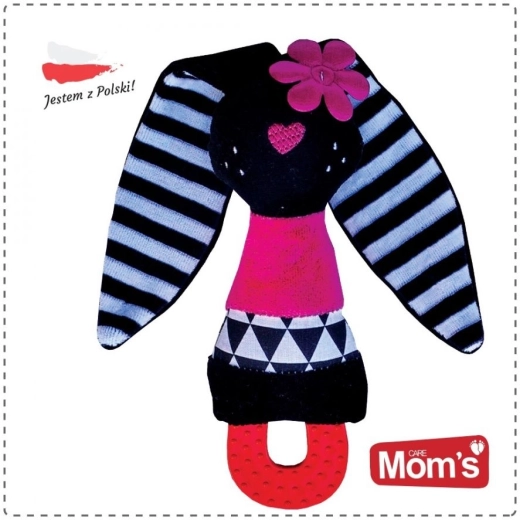 Iepuraș de pluș zornăitor cu urechi foșnitoare și inel de dentiție pentru bebeluși