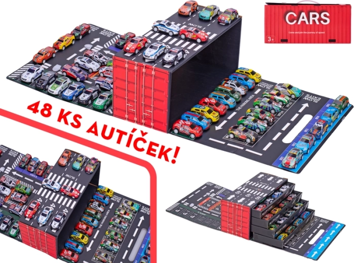 Set de mașinuțe de curse din metal cu mecanism pull-back, 48 bucăți