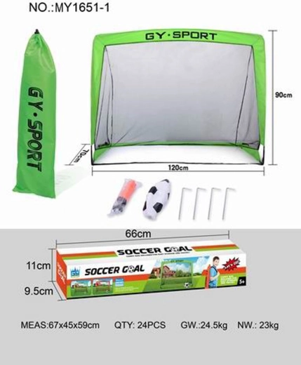 Poartă de fotbal pliabilă verde cu accesorii