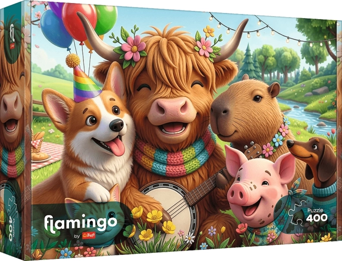 Puzzle Trefl Flamingo: petrecerea de aniversare – 400 de piese
