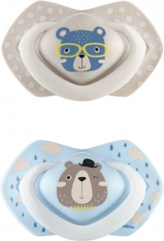 Canpol babies Set de suzete simetrice din silicon Light touch 18m+ BONJOUR PARIS albastru
