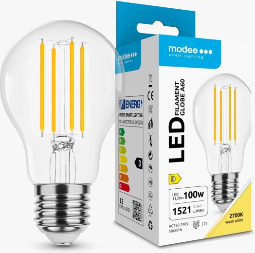 Modee Smart Lighting bec LED cu filament Globe A60 E27 11,2 W alb cald