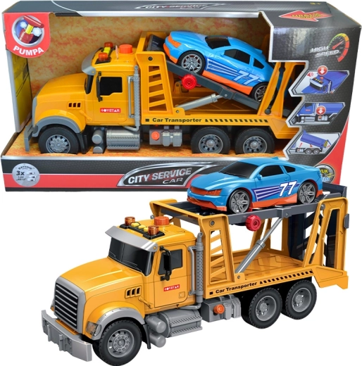 City Service Car – camion transportor auto 1:12 cu lumini și sunete