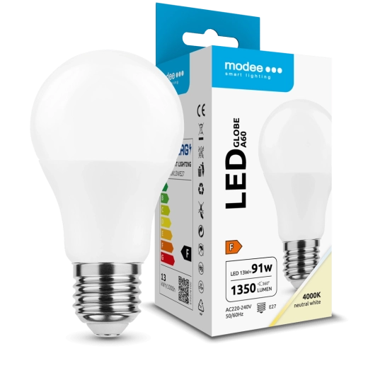 Bec LED MODEE LIGHTING Glob A60 13 W E27 alb neutru