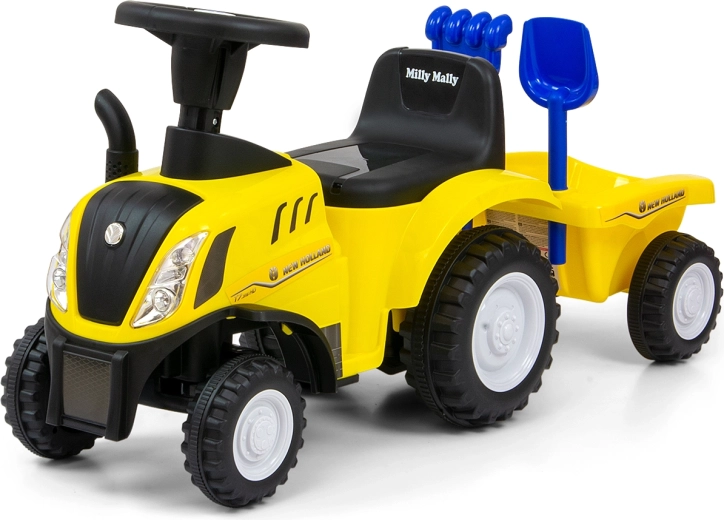 Milly Mally vehicul pentru copii tip ride-on tractor New Holland T7 cu remorcă rabatabilă, galben