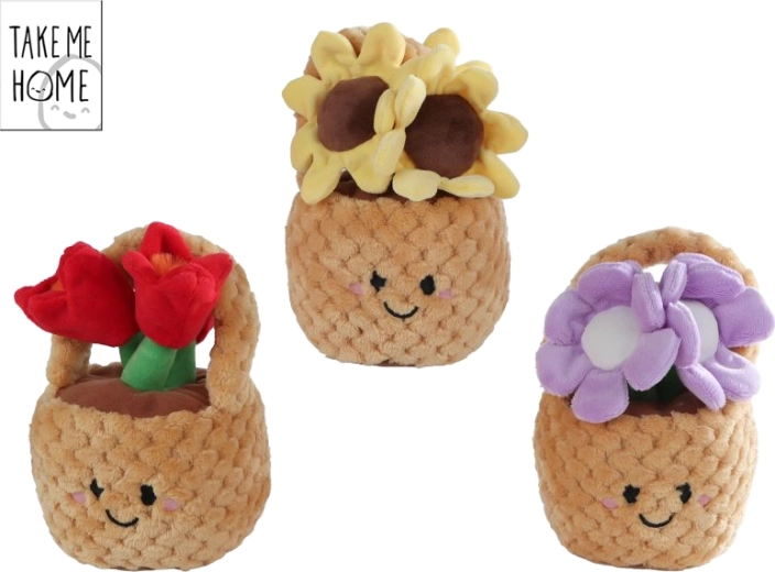 Coșuleț plușat cu flori 18 cm