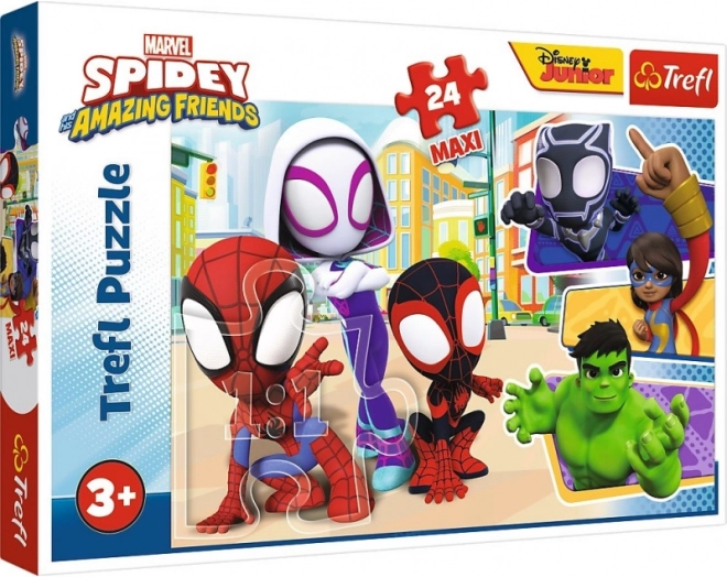 Maxi puzzle cu 24 de piese Marvel Spidey și prietenii săi uimitori Trefl