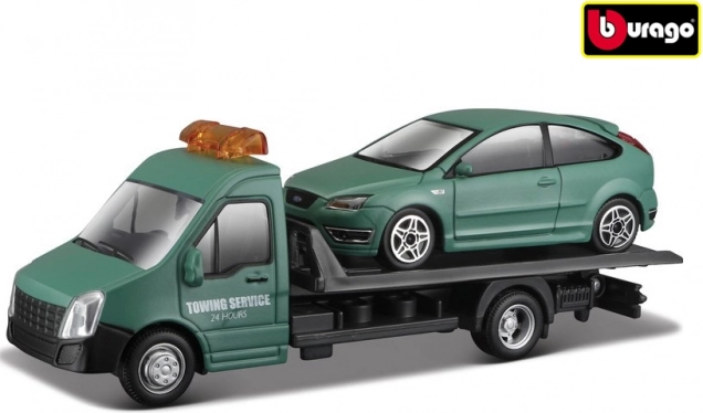 Model auto de tractare Bburago cu Ford Focus ST la scară 1:43