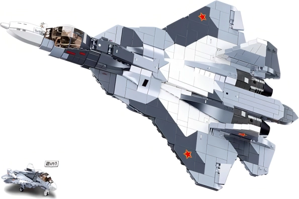 Sluban Model Bricks avion de vânătoare cu reacție SU-57 2 în 1 set de construcție
