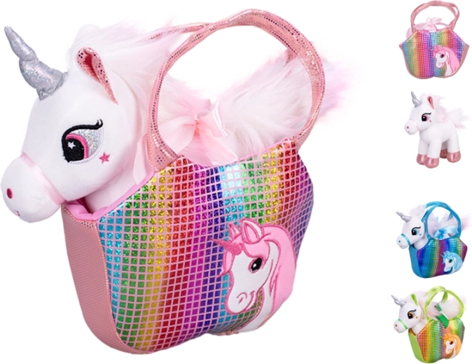 Unicorn din pluș cu poșetă 22 cm
