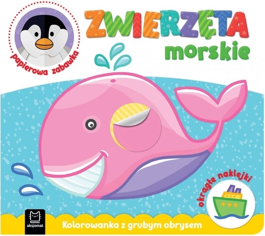 Jucărie din hârtie și carte de colorat cu contururi groase – Animale marine, autocolante rotunde