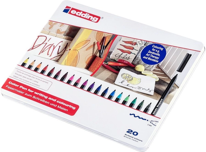 Carioci edding 1300 – set 20 de culori în cutie metalică