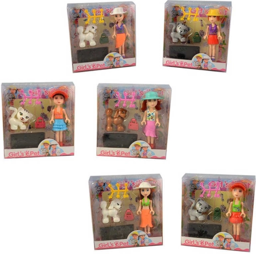 Mini set de joacă cu păpușă și animăluț de pluș 12 cm - 1 bucată