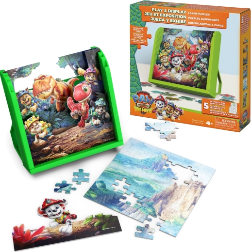 Puzzle 3D Patrula Cățelușilor și dinozaurii cu suport