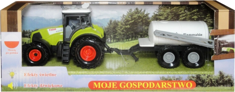 Tractor cu remorcă cu modul sonor în limba polonă