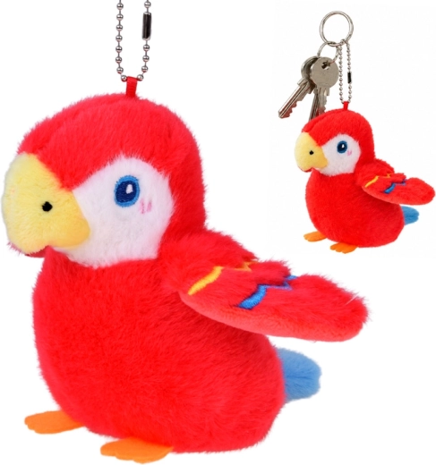 Papagal de pluș Rubinový Rico cu fluier și breloc 13 cm - 1 bucată